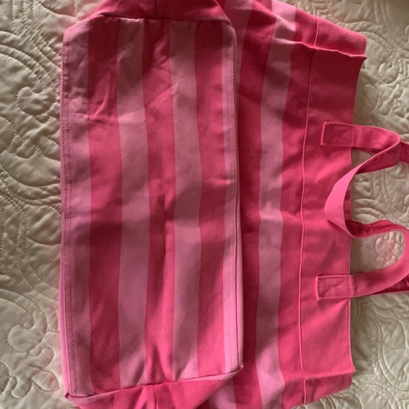 🌸 Vintage Victoria Secret Pink Stripe Canvas Tote 🌸 - Picture 3 of 6